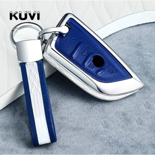 Fashion Alloy Leather Car Remote Key Case Cover for BMW X1 X3 X5 X6 Series 1 2 5 7 F15 F16 E53 E70 E39 F10 F30 G30