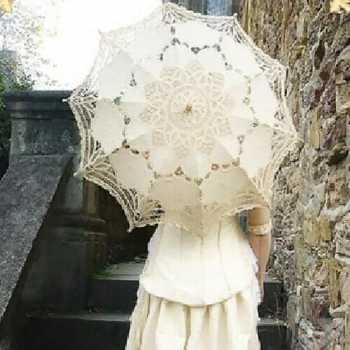 Fashion Sun Umbrella Cotton Embroidery Bridal Umbrella Vintage Elegant Lace Parasol Bridal umbrella Accessories