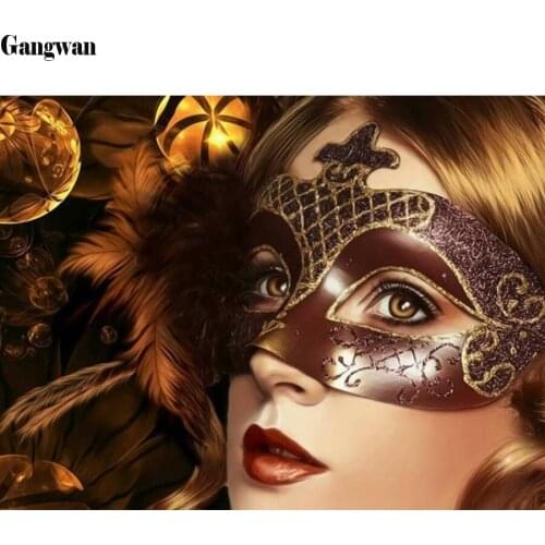Full 5D Diy Daimond Embroidery Mask Girl 3D Diamond Painting Full Square round Rhinestones Mosaic Painting Woman icon Decoration