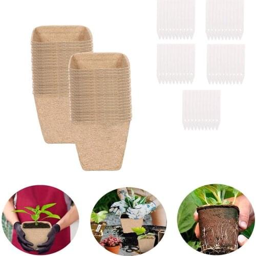 40/80/100pcs Environmental Protection Garden Square Peat Pots Plant Seedling Starters Nursery Herb Seed Tray Planting Tools