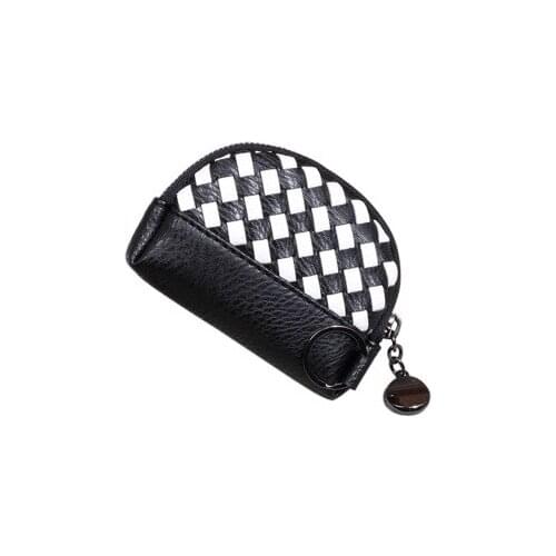 Woven Coin Purse for Women Girls Small Wallet Student Money Bag Lady PU Leather Compass Zipper Purse Wallets