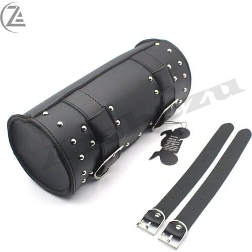 ACZ Universal Motorcycle PU Leather Tool Storage Bag Front Fork Roll Saddle Luggage Bags for Harley Bobber/Suzuki/Honda