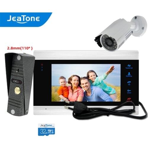 Jeatone Home Video Door Phone Kit 7 Inch HD Monitor+2.8MM Lens Doorbell+ CCTV Cam with Motion Detection, Auto Recording/Snapshot