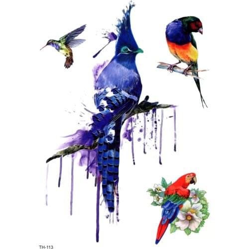 Beauty Parrot And Flamingos Waterproof Temporary Tattoo Sticker The Flash Tatuagem Animals 3D Tatoo Men Henna Tattoos Festival