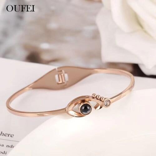 OUFEI Stainless Steel Jewelry Woman Turkish Eye Bracelets For Women Cuff Bracelets Bangles Jewellery Accessories Free Shipping