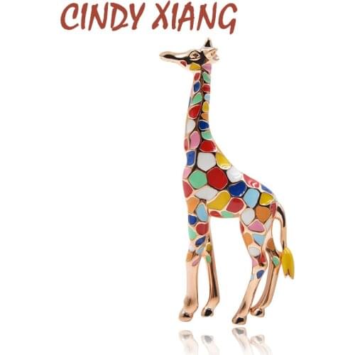 CINDY XIANG Enamel Giraffe Brooches for Women Cute Animal Brooch Pin Fashion Jewelry Gold Color Gift For Kids Exquisite Broches