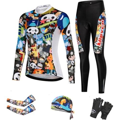 Women Long Sleeve Cycling Jersey Sets Pro Tour Racing Bicycle Clothing Uniformes Ropa Ciclismo Invierno Hombre Arm Sleeves Glove