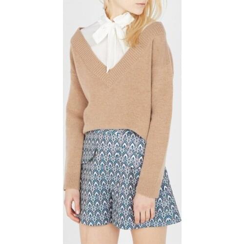 Patads light luxury French sweater spring summer college lotus leaf lace up sweater women