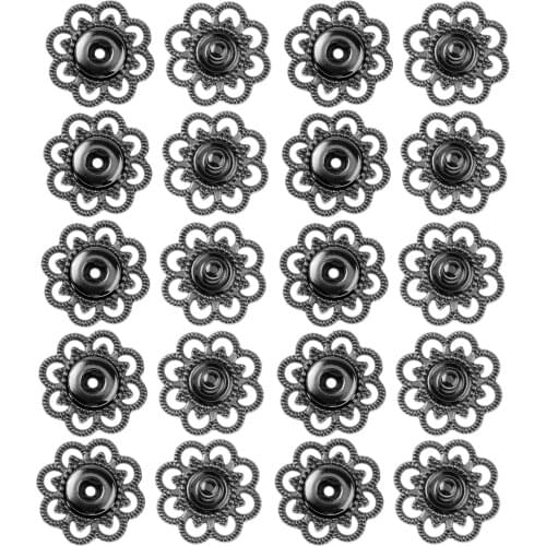 10 Pairs Vintage Cardigan Snap Fasteners Hollow Out Flower Buttons Decorative Metal Clasp Buckles DIY Button for Sewing Clothing