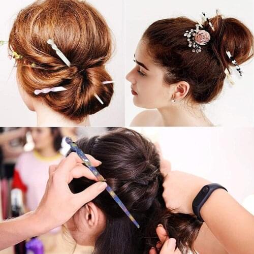 10pcs Fashion Acetate Hair Sticks Styling Trendy Hairpin Chopsticks Hairpins Disk Hair Clip Hair Accessories Jewelry Gift