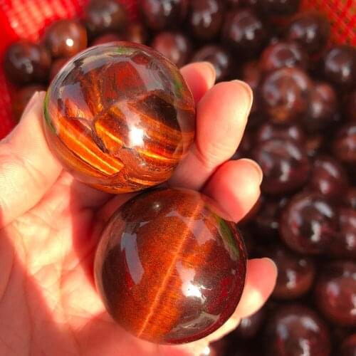 2 natural red tiger eye stone sphere aroud 40mm Crystal Sphere healing tiger eye ball Hand Massage smooth Balls Healing