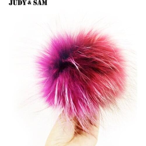 2016 New Colorful 15CM Real Raccoon Fur Pom Pom Removable Beanie Hat Accessories Pompon for Shoes