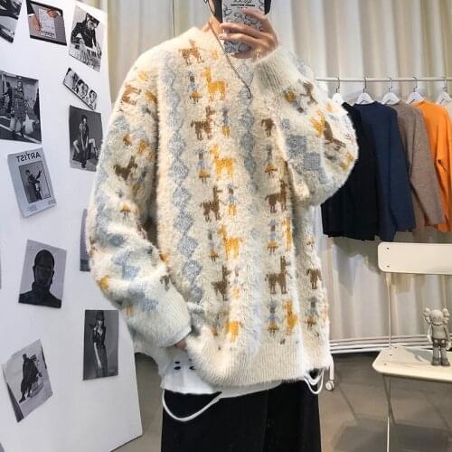 2020 Sweater Jumper men graphic Korean Loose Knitted Sweater Plus Size Clothing Oversize Top Couples Casual Harajuku Pullovers