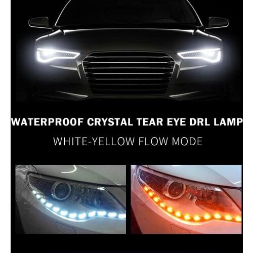 2X Car LED Daytime Running Light DRL Car LED Strip turn signal Light crystal tears Auto Decorative Flexible Waterproof 12V 60CM