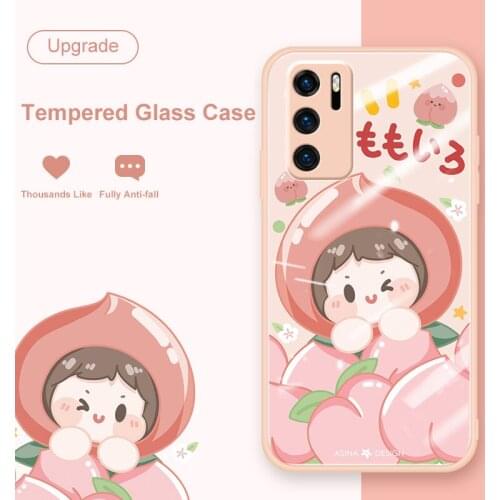 ASINA Tempered Glass Case For Huawei P40 P30 P20 P Smart 2019 Cover Cartoon Bumper For Nova3 3i 5t 7 8 Pro Couple Coque Capas