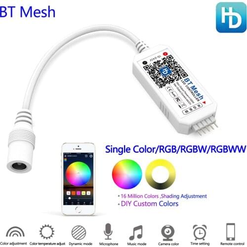 BT MESH DC5V 12V 24V Bluetooth led Controller RGB RGBW RGBWW controller For 5050 2835 led strip light Hao Deng