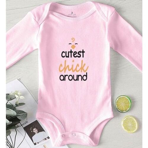Bodysuit for Newborns Kids' Things Newborn Girl Outfit Children Clothing Letter Print Cutest Chick Baby Clothes Toddler Jumpsuit
