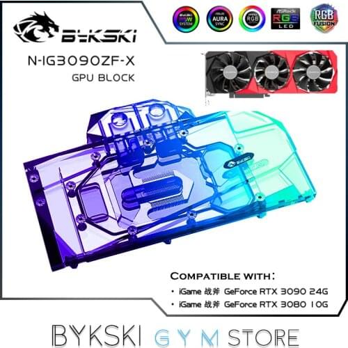 Bykski GPU Water Block For Colorful iGame Geforce RTX 3090/3080 24G/10G With Backplate,Graphic Card Water Cooler,N-IG3090ZF-X
