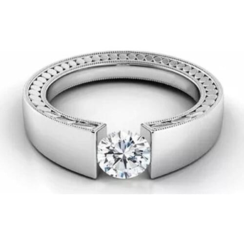 JK Simple and Classic Solitaire Band Women Ring Wedding Engagement Party Luxury Cubic Zirconia Finger Ring Newly Jewelry