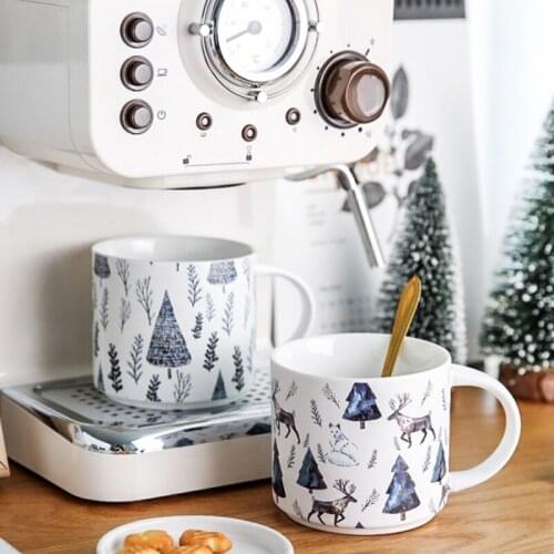 European style mugs with lid ceramic Christmas Cups creative personality trend water cups household large capacity coffee cups