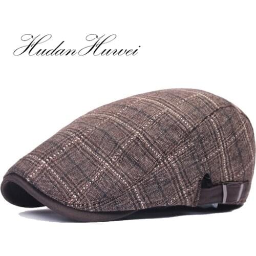 Plaid Cotton Beret Men Women Cricket-Cap Hat Newsboy Cap Hat Golf Driving Flat Ivy Hat Summer Sun Cap