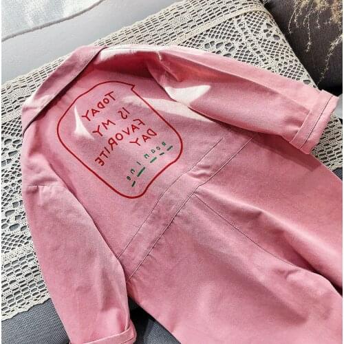 Children Clothing Jumpsuit 2021 Autumn New Cute Girls Casual Letter Tooling Denim Baby Kids Clothes Japanes & Korean Style 1-7 Y