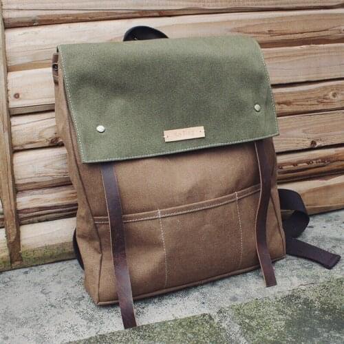 Leather Canvas Backpack, Rucksack, Brown leather, School backpacks,large backpack , Travel bag for women,Gift for him