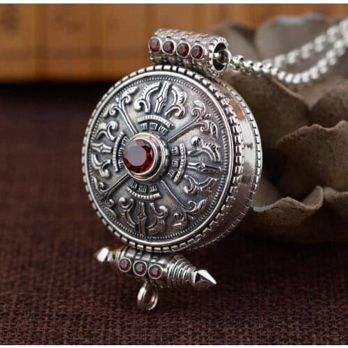 Gawu box Silver pendant for man s925 pure silver antique style Buddhist Shurangama mantra can open the evil spirits man pendant