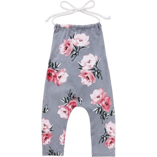 Hot sell Toddler Baby Kids Girls Clothes Sleeveless Flower Halter Romper Jumpsuit Playsuit Clothes