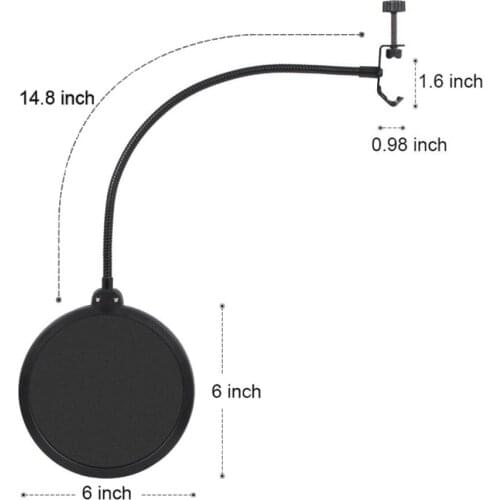 Professional Microphone Pop Filter Bilayer Recording Durable Double Layer Studio Clamp Windscreen Accessories Swivel Mount Shied