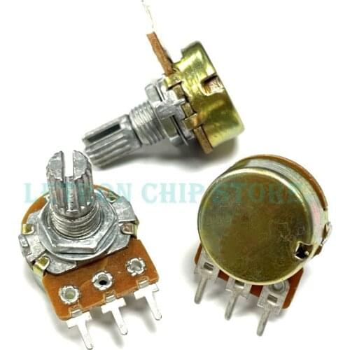 5pcs/lot WH148 1K 10K 20K 50K 100K 500K Ohm 15mm 3 Pin Linear Taper Rotary Potentiometer Resistor for Arduino with AG2 White cap