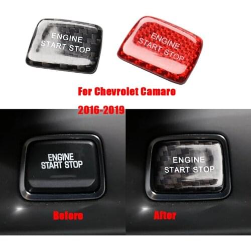 For Chevrolet Camaro 2016-2019 Accessories Car Engine Start Stop Button Sticker Carbon Fiber Switch Button Cover Decoration