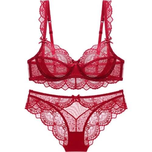 New Lingerie Set Ultra-thin Sexy Temptation Underwear Ladies Transparent Large Size Lace Bra Set