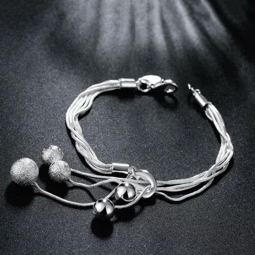 Wholesale , Charms beads Chain Beautiful bracelet silver color fashion for women Wedding nice bracelet jewelry JSHh236