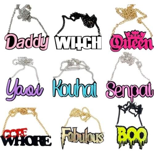 Fashion Lovely Choker Necklaces For Women Girls Acrylic Long Senpai Boo Punk HipHop Charm Female Link Chain Necklace Jewelry