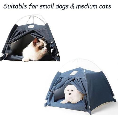 Pet Tent Detachable Cat Dog Teepee House Comforable Breathable Puppy Bed Washable Pet Supplies for Indoor Outdoor Cat Beds Mats
