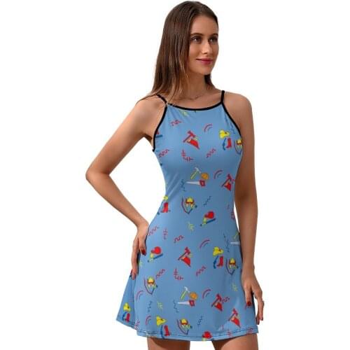 Chucky Dress Suspender Vintage Spandex Dresses Teen Printed Spring Hot One-Piece Dress