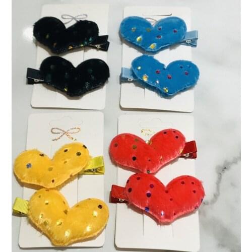 2Pcs/Set Plush Heart-shaped Hairpin Clips For Girls Barrettes Cute Hairpins Kids Hair Accessories Women Sweet Decoration