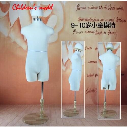 9-10 year-old childrens half-style models props, child cloth White Cotton fabric wood Disc base 1PC woman pet mannequin,HY017