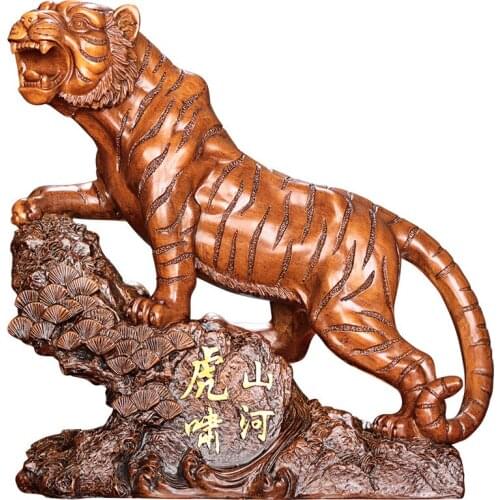 Tiger Roaring Mountain River Decoration Home Tv Cabinet Office Living Room Craft Gift Statues Sculptures Figurines Miniatures