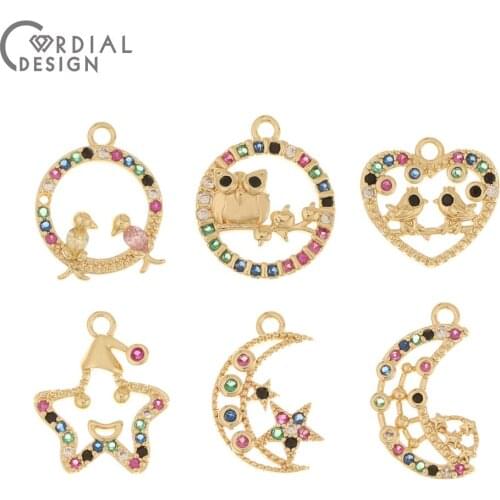 Cordial Design 20Pcs Jewelry Accessories/DIY Pendant/Earrings Findings & Components/CZ Charms/Genuine Gold Plating/Hand Made