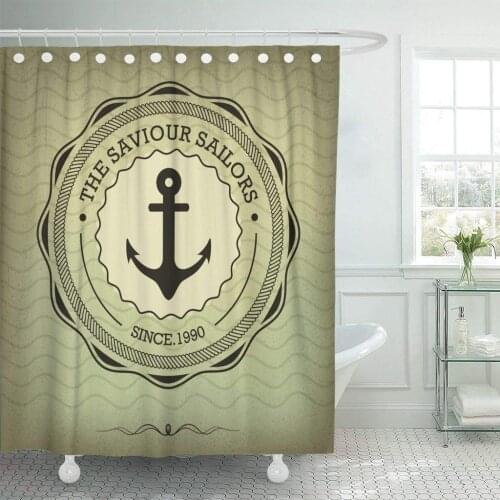 Shower Curtain Navy Knot Vintage Retro Nautical Badge Sailor Black Military Old Wedding White Anchor Decorative Bathroom