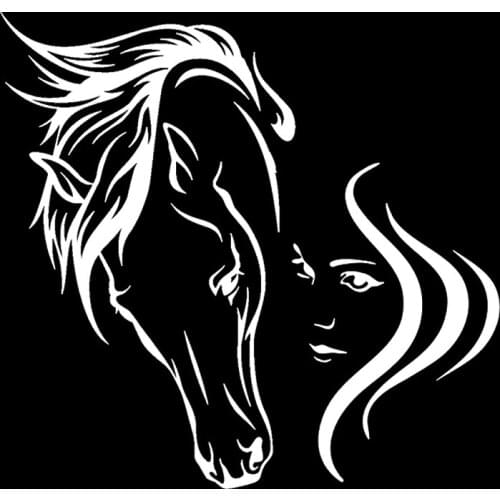 15*14.3cm Fashion Personality Creativity Beautiful Girl and Horse head Decal Sticker on car truck SUV Laptop