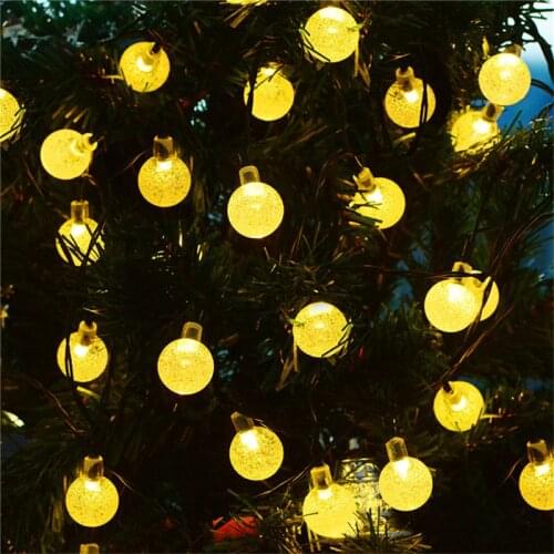 Globe Solar String Lights Outdoor Crystal Bulb Light String Outdoor 8 Modes Solar Patio Light for Patio Garden Gazebo Yard Decor