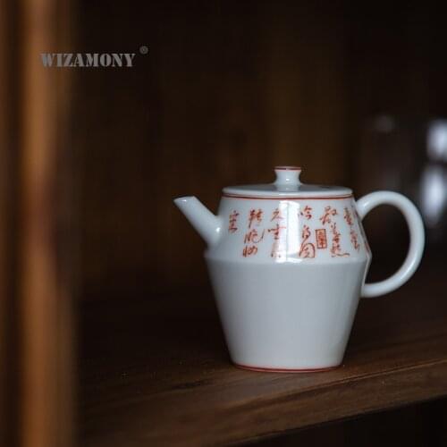 WIZAMONY Jingdezhen hand-painted teapot ceramic single pot ball hole filtering teapot trumpet Kung Fu tea set