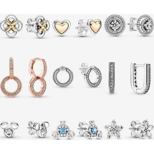 New U-shaped Hoop Earrings For Women Fashion Luxury 925 Silver Pavé & Logo Circle Reversible Stud Earrings DIY Jewelry