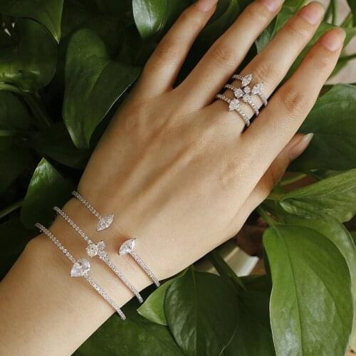 Queen Lotus Fashion New Luxury AAA Cubic Zirconia Exaggerate Three Layers Bangle High Quality Punk Cuff Hand Bangle