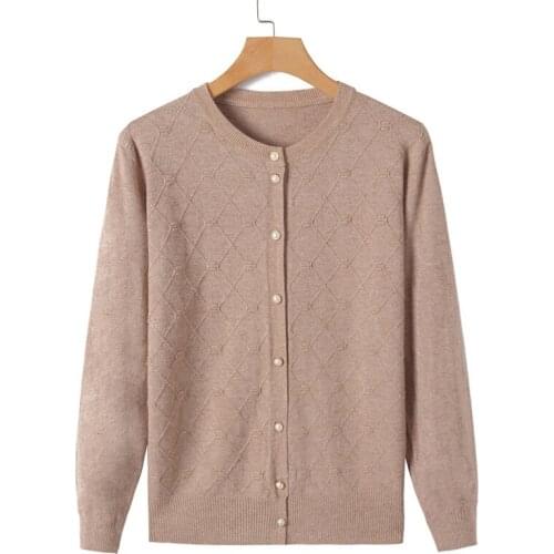 Womens Knitted Sweater Cardigan Coat Middle-aged Elderly Mother Sweater Autumn Single-breasted Jacket Outwear Ladies Tops W205