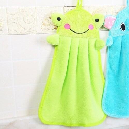 1PCS Cute Cartoon Super Soft Coral Fleece Towel Kitchen Hanging Absorbent Rag Dish Cloth