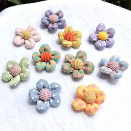 10PCS/Lot Plush Fabric Summer Five-Petal Flower Applique Crafts For Girl Garment Hair Clip Accessories Sock Bag Decoration Patch